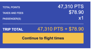 screenshot of Southwest flight